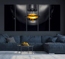 Honey Gold Lips and Black Woman Photograph Canvas, Black