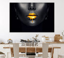 Honey Gold Lips and Black Woman Photograph Canvas, Black