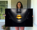 Honey Gold Lips and Black Woman Photograph Canvas, Black