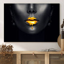 Honey Gold Lips and Black Woman Photograph Canvas, Black