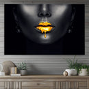 Honey Gold Lips and Black Woman Photograph Canvas, Black