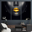 Honey Gold Lips and Black Woman Photograph Canvas, Black