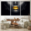 Honey Gold Lips and Black Woman Photograph Canvas, Black