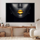 Honey Gold Lips and Black Woman Photograph Canvas, Black by MyGreatCanvas | Canvas Wall Art Prints | Photo Prints & Wall Decor