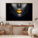 Honey Gold Lips and Black Woman Photograph Canvas, Black by MyGreatCanvas | Canvas Wall Art Prints | Photo Prints & Wall Decor