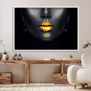 Honey Gold Lips and Black Woman Photograph Canvas, Black by MyGreatCanvas | Canvas Wall Art Prints | Photo Prints & Wall Decor