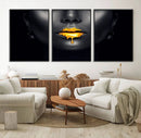 Honey Gold Lips and Black Woman Photograph Canvas, Black by MyGreatCanvas | Canvas Wall Art Prints | Photo Prints & Wall Decor