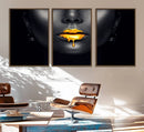 Honey Gold Lips and Black Woman Photograph Canvas, Black by MyGreatCanvas | Canvas Wall Art Prints | Photo Prints & Wall Decor