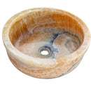 Turkish Honey Onyx Vessel Sink Polished Drop In Bathroom Stone 16 Inch