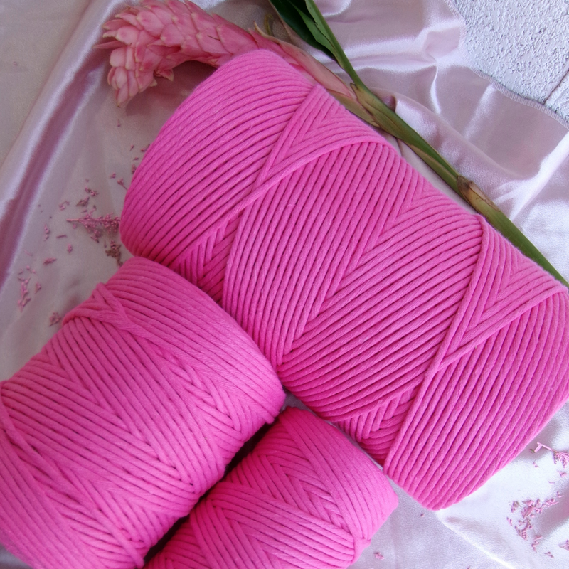 SOFT COTTON CORD ZERO WASTE 4mm - 1 SINGLE STRAND - HOT PINK