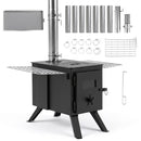 Hot Tent Wood Burning Stove with 8 Chimney Pipes & Ash Tray
