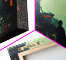 Japanese Style Cyberpunk City, Futuristic Cyberpunk Art, Framed Canvas Print, Ready To Hang Wall Art, Framed Wall Art, Hard Boiled