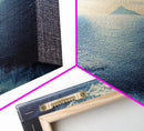 Storm Torrent Over A Steel Grey Sea, Gloomy Wall Art, Framed Ready To Hang Canvas Print