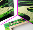 Emerald green Japanese zen garden art, framed canvas print, abstract art