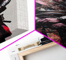 Portrait of a Cyberpunk Samurai with Cybernetic augments, Framed Canvas Print, Ready To Hang Framed Wall Art