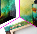 Mini world in a bottle, colorful miniature world art, framed canvas print, ready to hang framed wall art