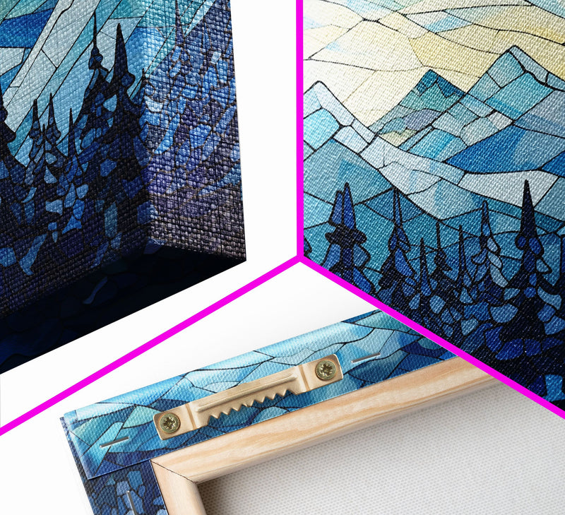 Abstract Wall Art, Winter Wall Art, Mosaic Wall Art, Nature Art Print, Canvas Print, Wall Hanging, Landscape Art, Camper Wall Decor