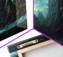The black knight rides, Cosmic horror scifi art, framed canvas print, ready to hang framed wall art