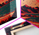 Pixel Art, Framed Canvas Print, Beautiful Red Landscape Art, Pixel Art Print, Art Landscape, Landscape Artist, Landscapes Art
