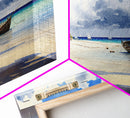 Tropical Shipwreck Island - Framed Canvas Print -Panoramic Beach Art - Blue sky and blue ocean art - nautical sailing decor