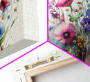 Wildflowers, Watercolor Floral Print, Framed Canvas Art, Beautiful watercolor flower art