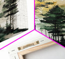 Watercolor pine tree forest, framed canvas print, cool wall art
