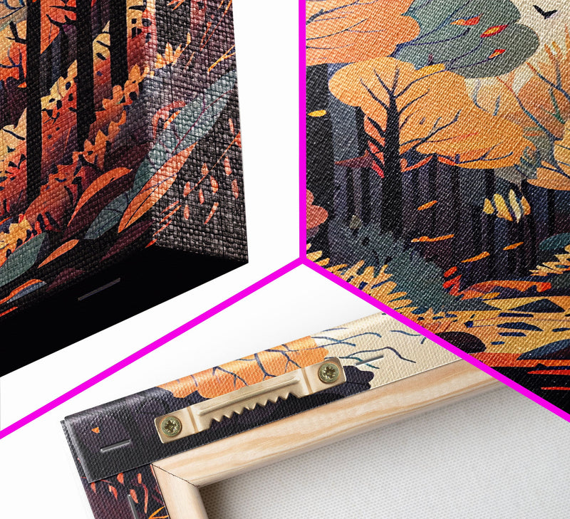 A Beautiful autumn scene, fall in the forest, fine art poster print