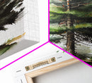 Pine Tree Watercolor Wall Art Canvas Print - Vibrant Colorful Nature Scene Artwork