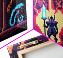 RPG pixel art, fantasy pixel art, Paladin Templar Art, synthwave style, framed canvas print, man cave art