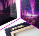 Northern Lights Purple Landscape Trees Road Swirling Stars Fine Art Print, Wall Decor, Wall Poster, Wall Art Print