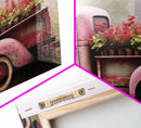 Framed Picture of old truck with beautiful flowers in bed of truck, farmhouse living, old barn, farmhouse distressed, framed canvas print