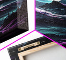 Mythical mountains fantasy art, framed canvas print, full moon over a mystical mountain landscape