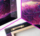 The Cosmic Jellyfish, Under The Sea Galaxy Art Mashup, Framed Canvas Print