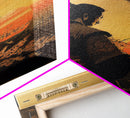 Watercolor of a Samurai observing a sunset, Framed Canvas Print, unique wall art