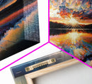 Sunset Reflection over a Lake, framed canvas print, framed wall art, colorful decor, above couch art