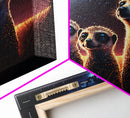 Meerkat Art, framed canvas print, Animal art, starry night over the plains of Africa