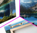 Calm and Serene Landscape Painting, Framed Canvas Print, Canvas Art, Framed wall decor, living room wall art, Pine Tree Lake
