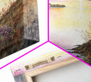 Flower Watercolor Painting, Beautiful thin brush stroke watercolor landscape, framed canvas print, living room art