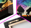 The Three Wise Men, Framed Canvas Print, Colorful Rainbow Art, 3 Wise Men, Camel Art, Starry Night Sky