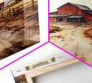 Sunset Over A Red Barn, Watercolor Painting Canvas Print, Country Poster Art,  Framed Canvas, Country Roads, Rustic Farmhouse Decor