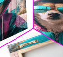 Corgi In Pink And Blue Hoodie Sunglasses Wall Print, Dog Art Print, Dog Portrait, Framed Wall Art, Framed Canvas, Wall Print, Wall Canvas