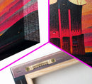 Spooky full moon art deco architecture wall art, Art Deco clock tower canvas print, Art Deco Skyscraper, Ready To Hang
