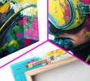 Graffiti Pop Art Scuba Diver, Framed Canvas Print, Scuba Painting, Retro Under Water Punk Art