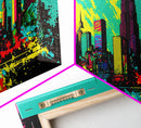 Chicago City Skyline Graffiti Art, Framed Canvas Print, Large Office Wall Decor, Huge Living Room Art