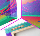 Retro Vaporwave Aesthetic Pixel Art Sunset, Turquoise and Pink Fantasy Landscape Art, Gamer Decor, Game Room Art