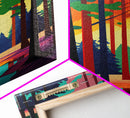 Silhouette Forest Landscape, Framed Canvas Print, Pop Art Minimalist Landscape Art