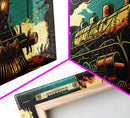 Pop Art Steam Train, Framed Canvas Print, Cool Wild West Decor, Western Art, Framed Colorful Pop Art