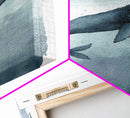 Framed Wall Art Blue Whale Painting, Watercolor Painting, Whale Print, Whale and Boat, Whale Nursery, Humpback Whale, Framed Wall Art