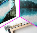 Mountain Lake, Watercolor Landscape Painting Canvas Print - Ready To Hang Large Gallery Wrapped Canvas Wall Art Prints With Floating Frames