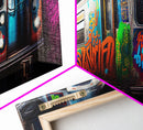 Urban Decay Wall Art - Graffiti Covered Subway Train - 1970s NYC Art - Framed Canvas Print - Original Art - Dystopian Urban Decay